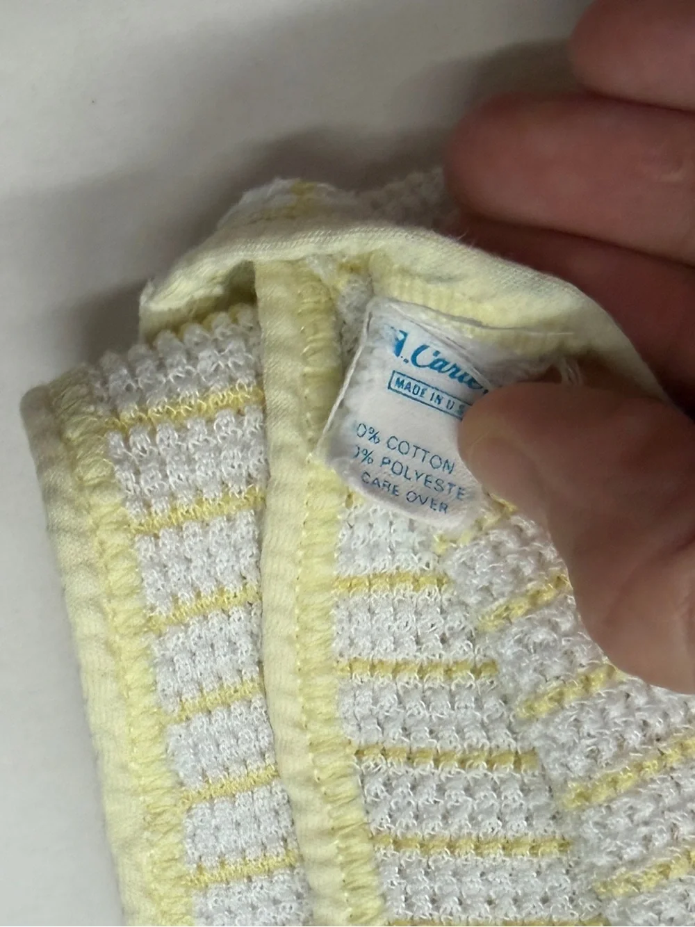 Vintage Carter’s Yellow and White Striped Thermal Waffle Knit Baby Blanket